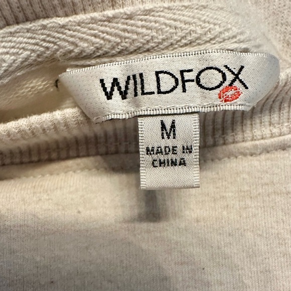 Rare Wildfox Cream & Leopard Print Lips Sweatshirt Medium - Picture 4 of 4